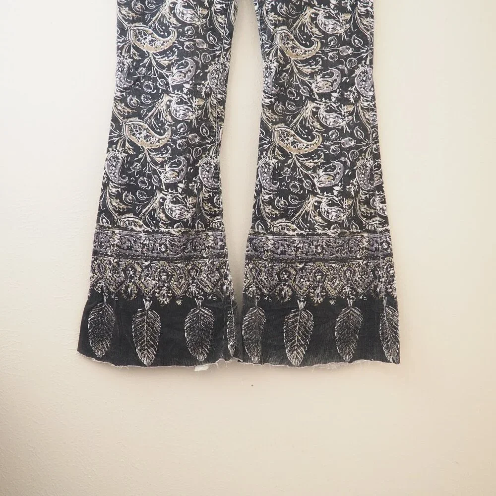 RARE Free People New Delhi Paisley Corduroy Flare Pants sz 31